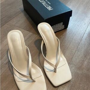 PrettyLittleThing Cream Strappy Heels